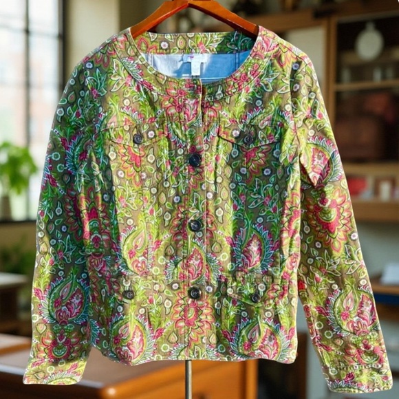 Charter Club Denim jacket Spandex Floral jacket Size Large - Picture 12 of 12